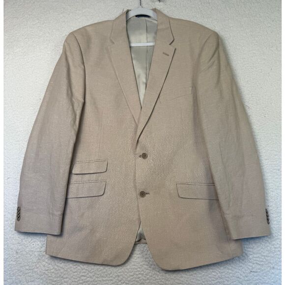 Tommy Hilfiger Jacket‎ Mens 42R Beige Linen Blazer Lined Career Interview - Picture 1 of 11